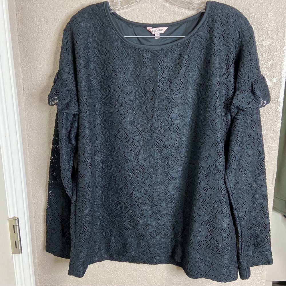 Juicy Couture Women’s Black Laced Top. LongSleeve